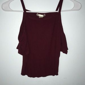Burgundy off-the-shoulder tank top